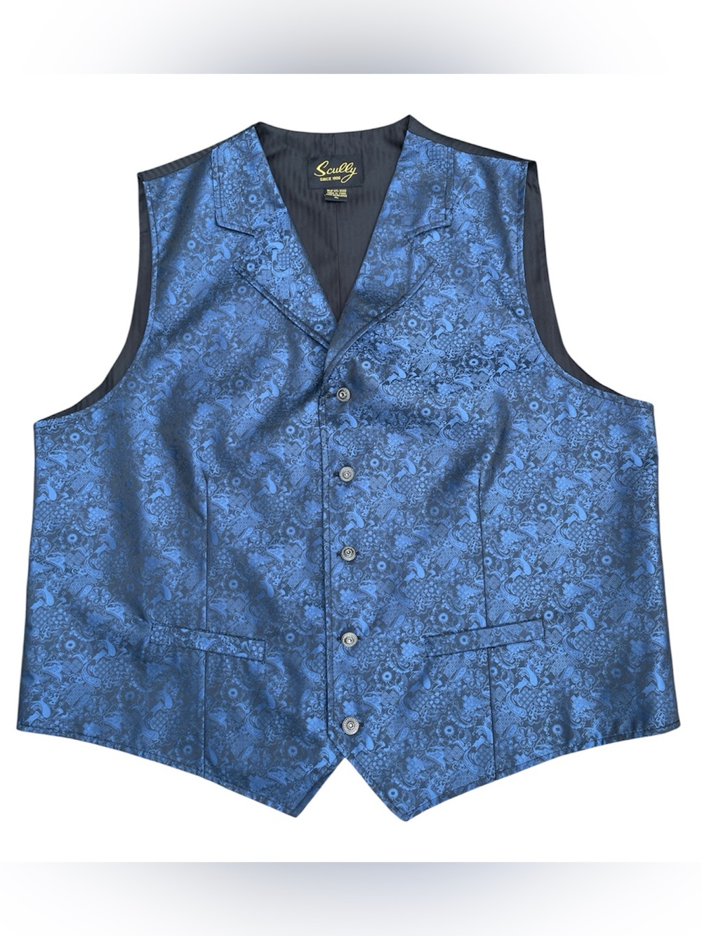 Scully Men’s Blue Paisley Western Formal Vest Sz XL